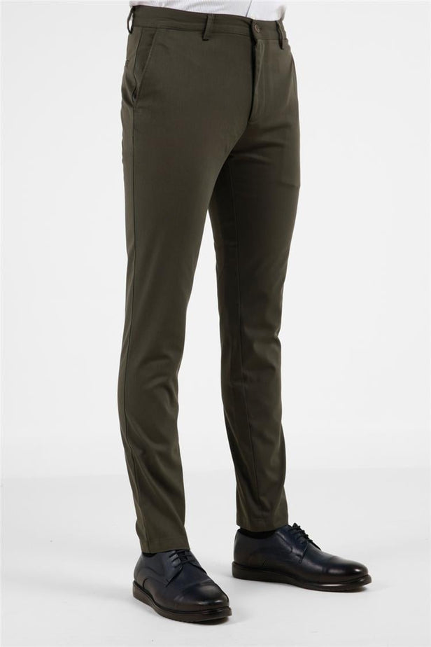 Side Pocket Straight Leg Slim Fit Cotton Chino Casual Trousers (Model 1003255165)