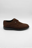 Dark Brown 100% Leather Nubuck Buckled Lace-Up Casual Shoes 1033235122