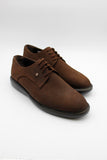Dark Brown 100% Leather Nubuck Buckled Lace-Up Casual Shoes 1033235122