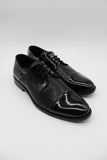 Black Genuine Leather Patent Lace-Up Tuxedo Shoes 1033230144