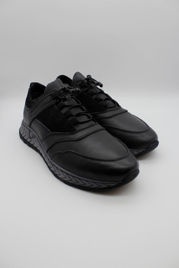 Black 100% Leather Suede Lace-Up Casual Shoes 1033235112
