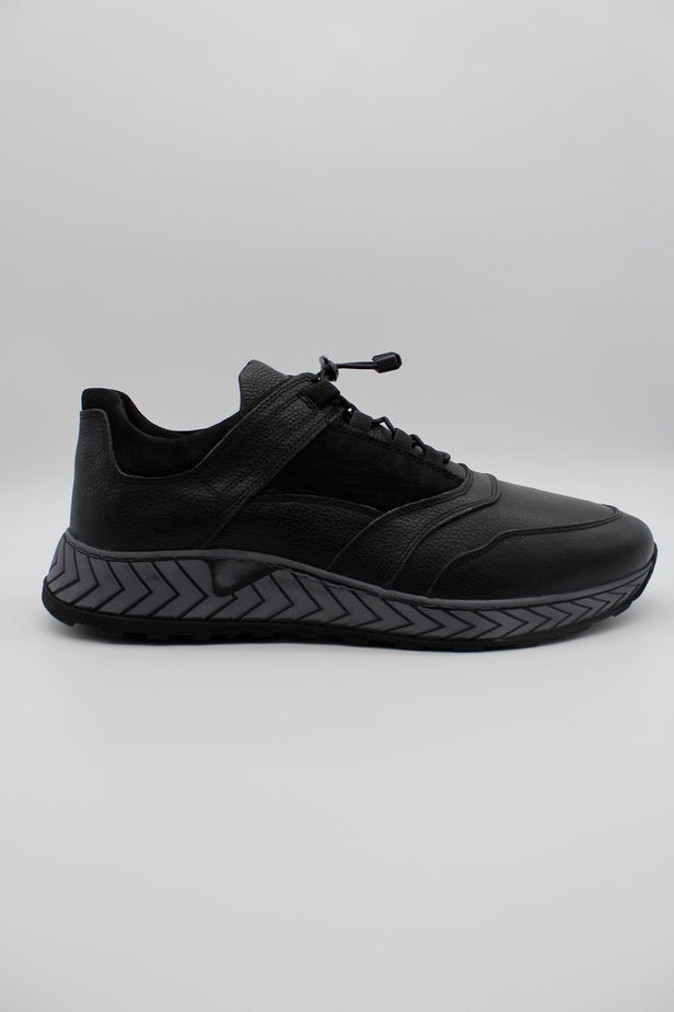Black 100% Leather Suede Lace-Up Casual Shoes 1033235112