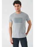 Short Sleeve Printed Crew Neck Pocket Slim Fit Cotton T-Shirt 1011240181