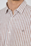 Convertible Sleeve Striped Pocketless Comfort Fit Cotton Shirt 1004250128
