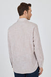 Convertible Sleeve Striped Pocketless Comfort Fit Cotton Shirt 1004250128