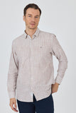 Convertible Sleeve Striped Pocketless Comfort Fit Cotton Shirt 1004250128