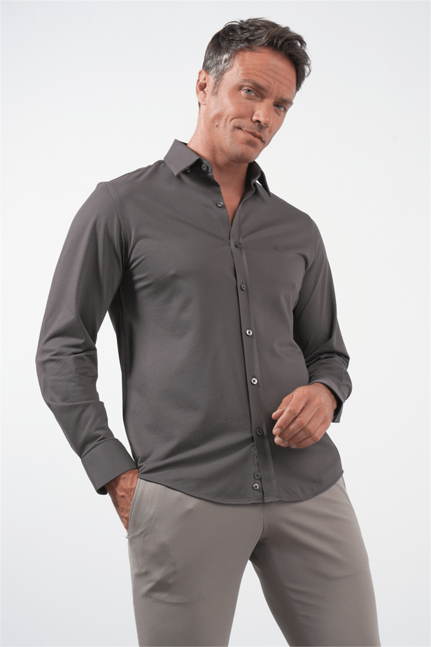 IMZA Men's Tulum Collar Knitted Slim Fit Classic Shirt – 1004260208