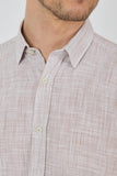 Dark Brown Long Sleeve Striped Pocketless Comfort Fit Cotton Shirt 1004250127
