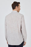 Dark Brown Long Sleeve Striped Pocketless Comfort Fit Cotton Shirt 1004250127