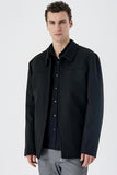 Black Felt Baby Collar Lined Big Size Comfort Fit Casual Coat 1007235255