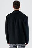 Black Felt Baby Collar Lined Big Size Comfort Fit Casual Coat 1007235255