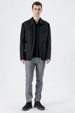 Black Felt Baby Collar Lined Big Size Comfort Fit Casual Coat 1007235255