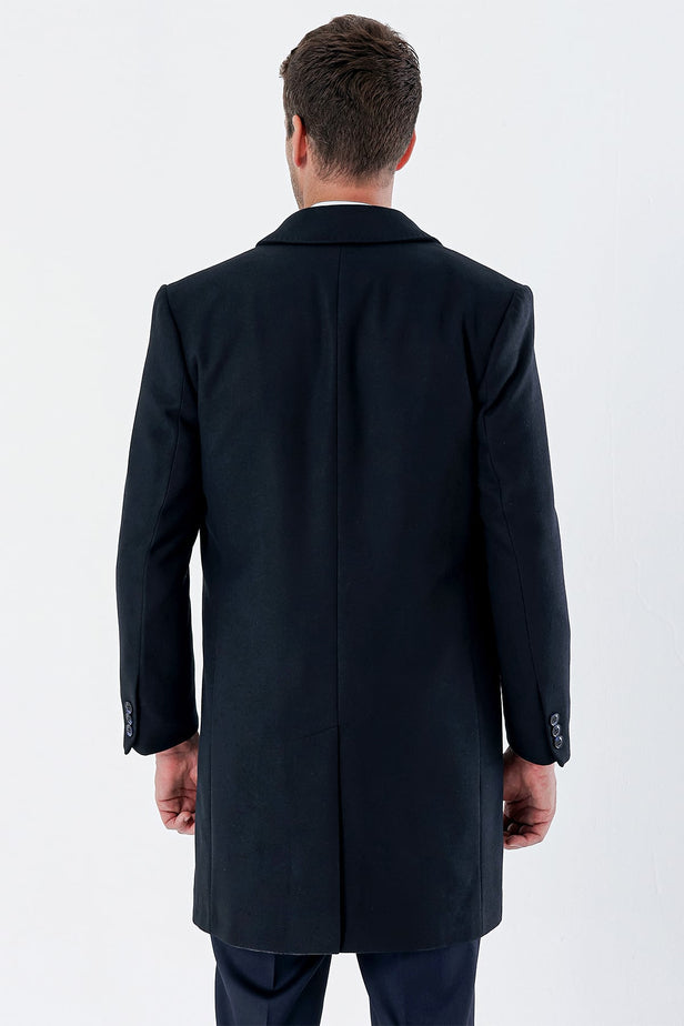 Felt Barber Collar Quilted-Lined Comfort Fit Classic Overcoat 1005235152