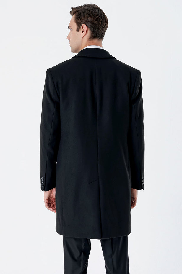 Felt Barber Collar Quilted-Lined Comfort Fit Classic Overcoat 1005235152