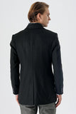 Felt Notch Lapel Quilted-Lined Slim Fit Classic Long Coat 1008235167