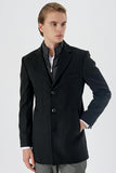 Felt Notch Lapel Quilted-Lined Slim Fit Classic Long Coat 1008235167