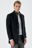 Felt Notch Lapel Quilted-Lined Slim Fit Classic Long Coat 1008235167