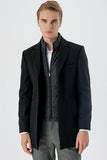 Felt Notch Lapel Quilted-Lined Slim Fit Classic Long Coat 1008235167