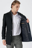 Felt Notch Lapel Quilted-Lined Slim Fit Classic Long Coat 1008235167