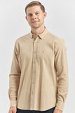 Long Sleeve Embossed Trimmed 100% Cotton Casual Slim Fit Shirt 1004240247