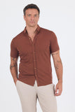 Italian Button Collar Short Sleeve Slim Fit Performance Shirt (Model 1004250255)