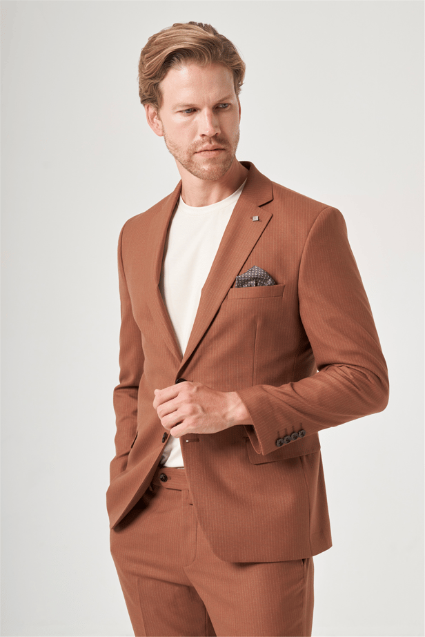 IMZA Men's Striped Slim Fit Classic Suit – 1001260901