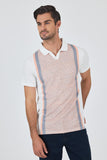Dark Pink Short Sleeve Printed Italian Collar Pocketless Slim Fit T-Shirt 1011250123