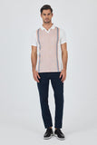 Dark Pink Short Sleeve Printed Italian Collar Pocketless Slim Fit T-Shirt 1011250123