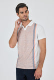 Dark Pink Short Sleeve Printed Italian Collar Pocketless Slim Fit T-Shirt 1011250123