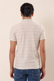 Stone Beige Short Sleeve Striped Textured Slim Fit T-Shirt 1011230167