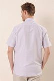 Light Lilac Short Sleeve Patterned Pocket Cotton Classic Comfort Fit Shirt 1004230154