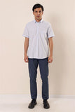 Light Blue Short Sleeve Patterned Pocket Cotton Comfort Fit Classic Shirt 1004230158