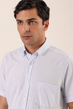 Light Blue Short Sleeve Patterned Pocket Cotton Comfort Fit Classic Shirt 1004230158