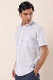 Light Blue Short Sleeve Patterned Pocket Cotton Comfort Fit Classic Shirt 1004230158