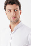 White Short Sleeve Pique Pocketless Cotton Casual Slim Fit Shirt 1004230151
