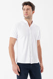 Long Sleeve Self Patterned Textured Hard Collar Pocket Comfort Fit Shirt 1004250178