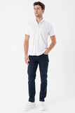 White Short Sleeve Pique Pocketless Cotton Casual Slim Fit Shirt 1004230151