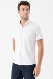 Long Sleeve Self Patterned Textured Hard Collar Pocket Comfort Fit Shirt 1004250178