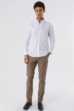 Lilac White Convertible Sleeve Smart Collar Pocketless Slim Fit Shirt 1004250229