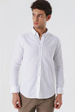 Lilac White Convertible Sleeve Smart Collar Pocketless Slim Fit Shirt 1004250229