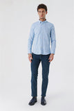 Lilac White Convertible Sleeve Smart Collar Pocketless Slim Fit Shirt 1004250229