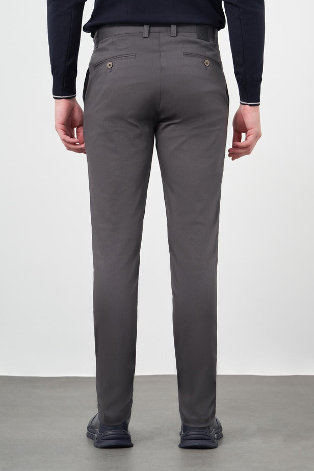 Cotton Side Pocket Casual Slim Fit Chino Trousers 1003245163
