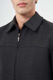 Dark Gray Felt Baby Collar Full-Lined Slim Fit Classic Coat 1007245121