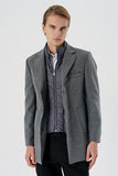Felt Notch Lapel Quilted-Lined Slim Fit Classic Long Coat 1008235167