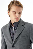 Felt Notch Lapel Quilted-Lined Slim Fit Classic Long Coat 1008235167
