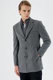 Felt Notch Lapel Quilted-Lined Slim Fit Classic Long Coat 1008235167