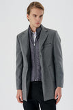 Felt Notch Lapel Quilted-Lined Slim Fit Classic Long Coat 1008235167