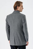 Felt Notch Lapel Quilted-Lined Slim Fit Classic Long Coat 1008235167