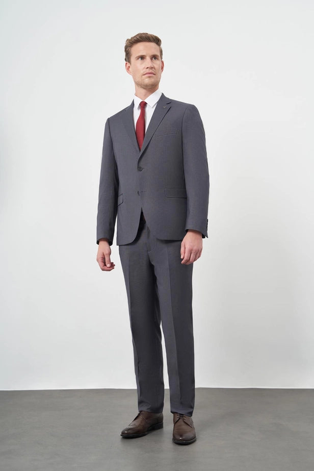 IMZA Men's Self-Patterned Comfort Fit Classic Suit – 1001245169