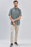 Short Sleeve Pocket Piping Comfort Fit Cotton Shirt 1004240219